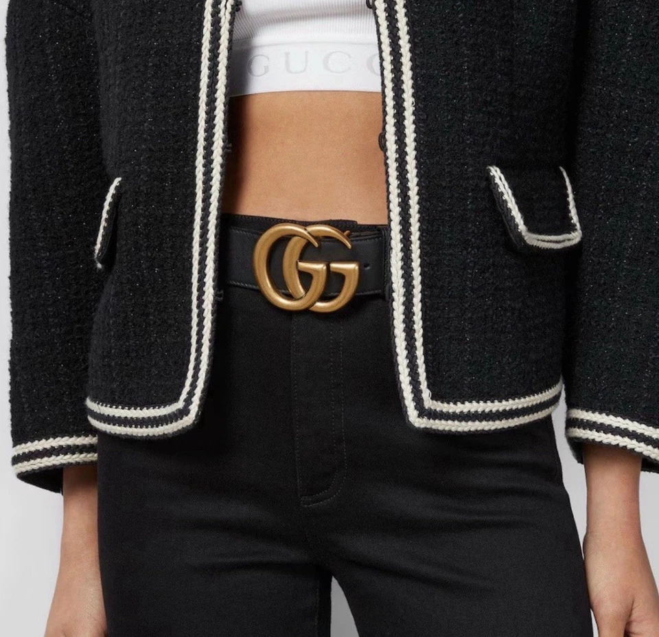 Gucci Breiter GG Marmont Gürtel Schwarz - Bild 2 von 4