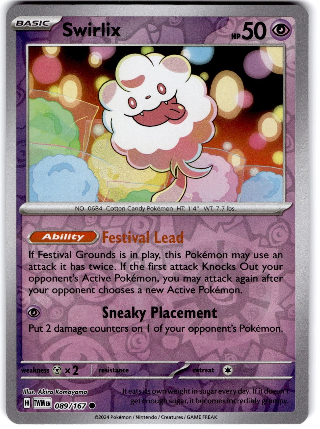 Pokemon Swirlix Twilight Masquerade 89/167 Reverse Holo Near Mint English