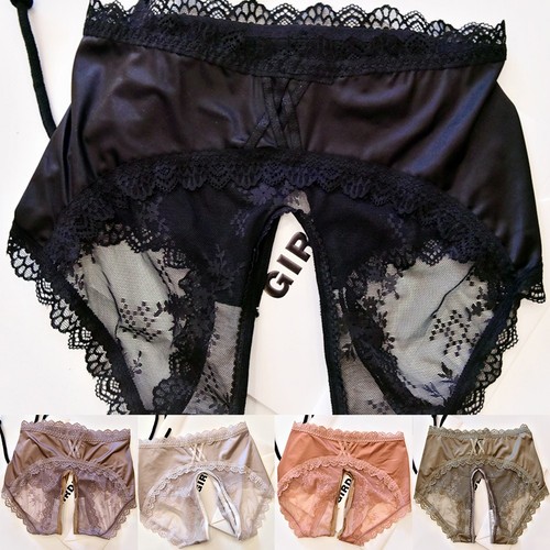Women Panties Daily Shorts Smooth Ice Silk Lace Satin Solid Breathable - Picture 2 of 20
