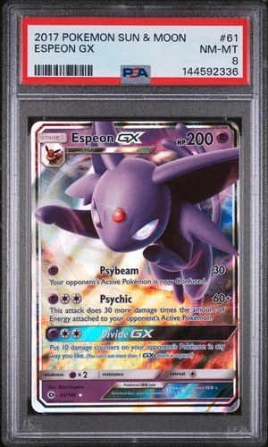 2017 POKEMON SUN & MOON #61 ESPEON GX PSA 8