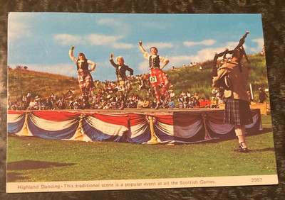 Highland Dancing gebrauchte Postkarte Schottland Scottish Games
