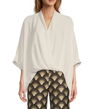 Trina Turk Concourse Surplice V-Neck Short Sleeve Oversized Top XS-S