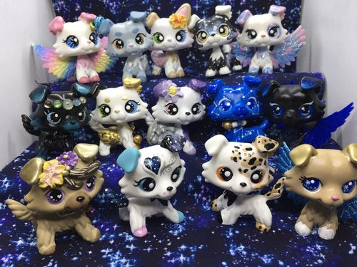 Mini Toy Pet Shop LPS CUSTOM COLLIE LOT OF 2 DOGS Random Very Nice, Hand Painted