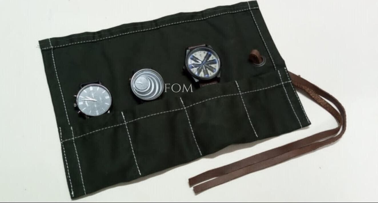 Travel Watch Roll Case - Canvas Storage Pouch for Display & Protection-image