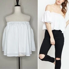 San Joy White Off Shoulder Top