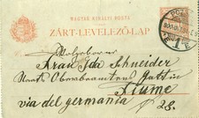 Hungary 1900 Postal stationery 10 Filler Krone FRom Pozsony to Fiume Italy