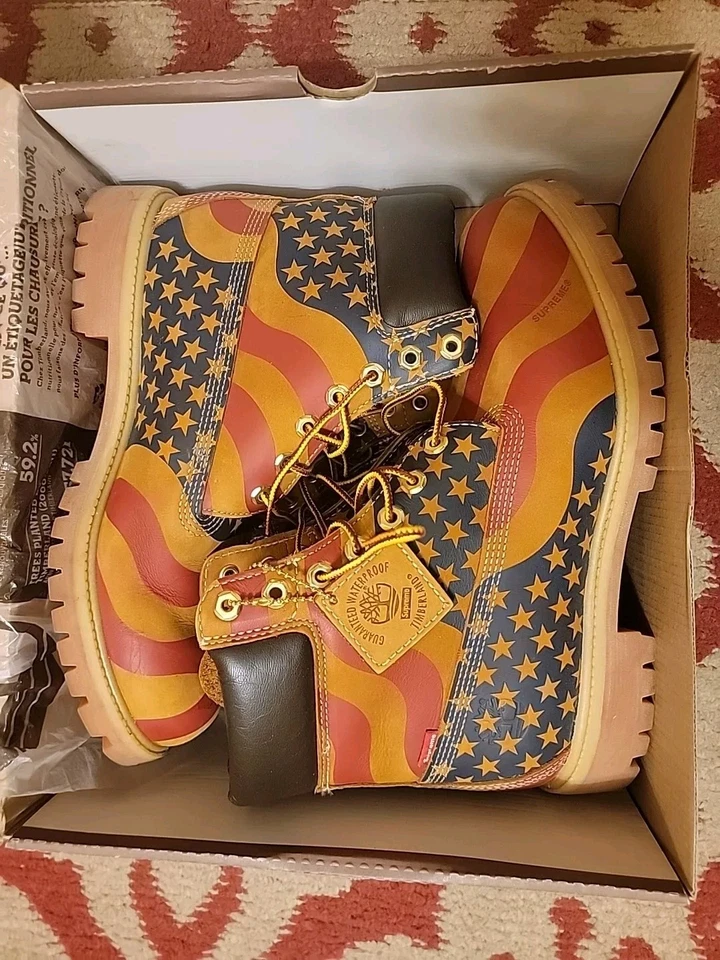 Timberland Supreme Estrellas y Rayas 6" Bota Bandera Americana 10.5 Dipset Nueva York Foto 3 de 4