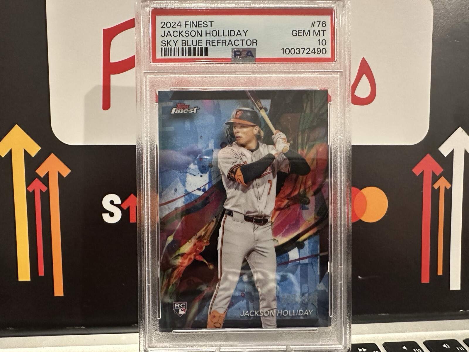 2024 Topps Finest Jackson Holliday /325 PSA 10 RC Sky Blue Refractor #76