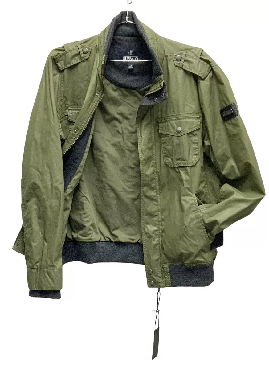 Buffalo David Bitton Military Jacket Olive Green Roll Tab Sleeve Womens Large