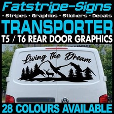 to fit VW TRANSPORTER T5 T6 LIVING THE DREAM STICKERS GRAPHICS CAMPER VAN