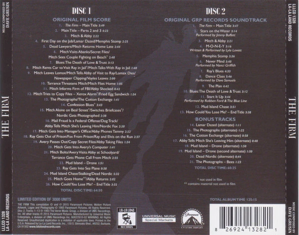The Firm (1993) Complete Score + Songs 2CDs / signed by Composer Dave Grusin!! - Bild 2 von 2