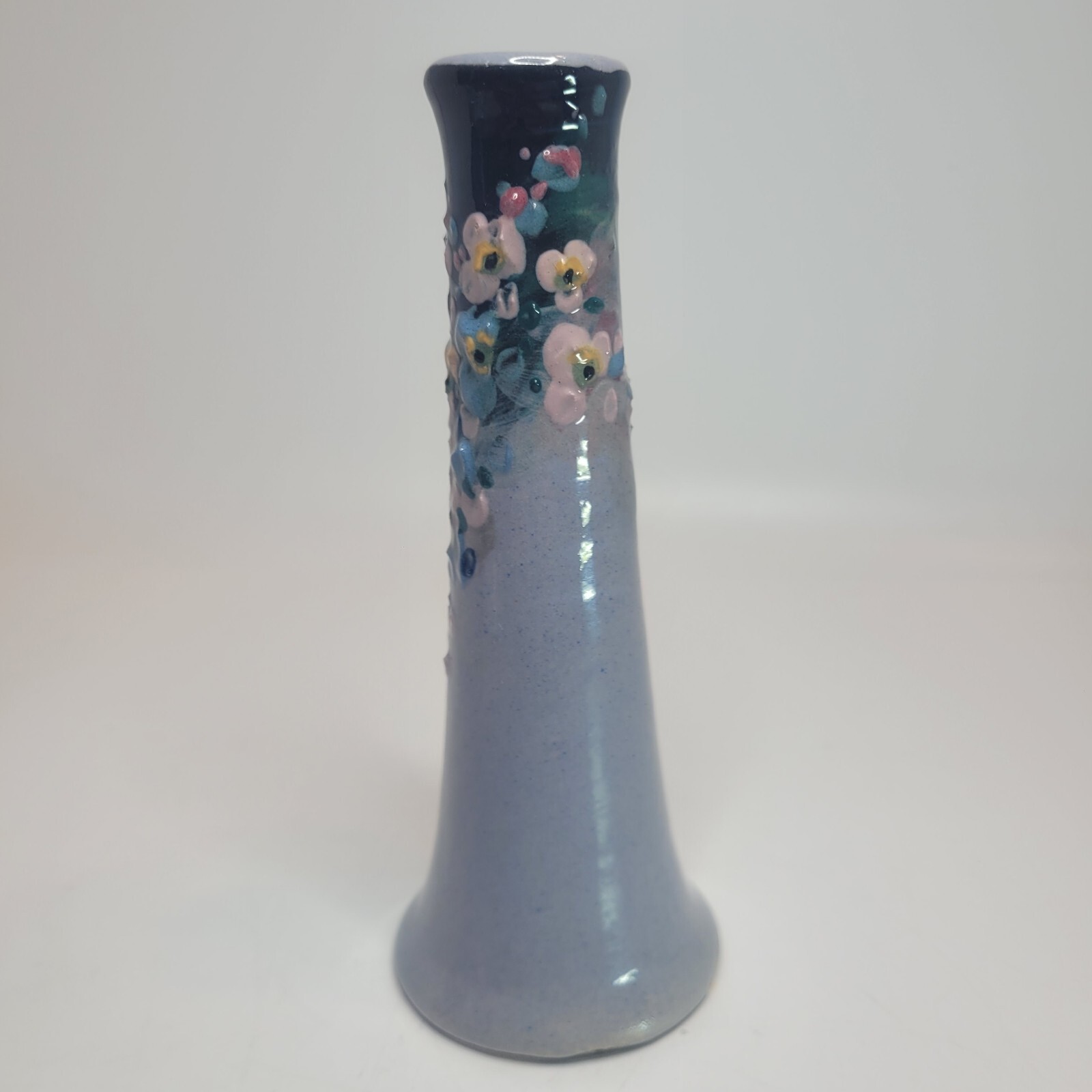 Weller Etna Bud Vase Handpainted Raised Flower ARTS & CRAFTS Style 5.75" READ