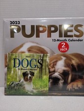 2023 Puppies Dogs 12 Month Wall Calendar 12" x 11" and Mini 6" x 6"