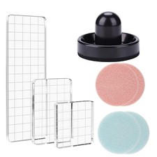 8Pcs/Set 3 Acrylic Blocks Clear Stamp Block with Grid with 1 Pressing Stampin...