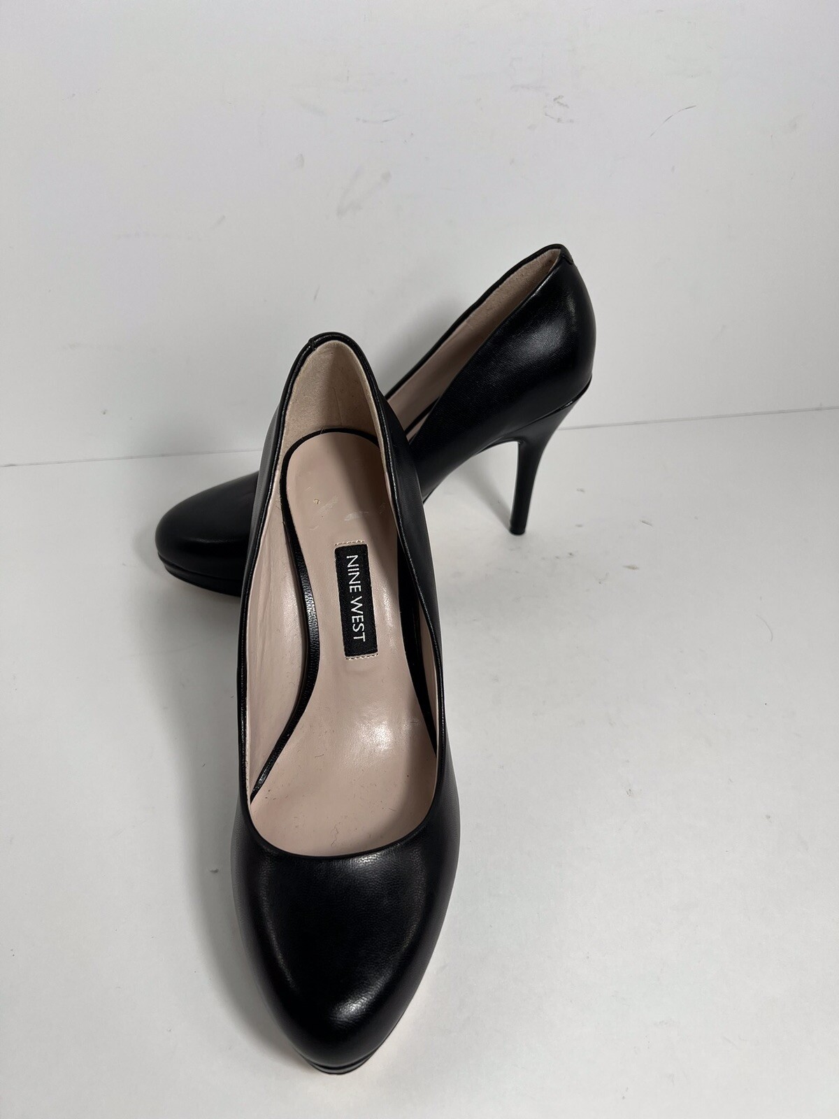 NINE WEST Kristal Womens Black Leather Platform Stiletto Size