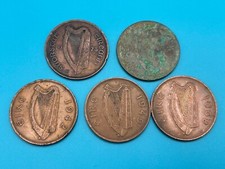 5 Ireland EIRE Irish Pennies 1d coins, Hen & Chicks, 1928 /31 / 42 / 49 & 1968