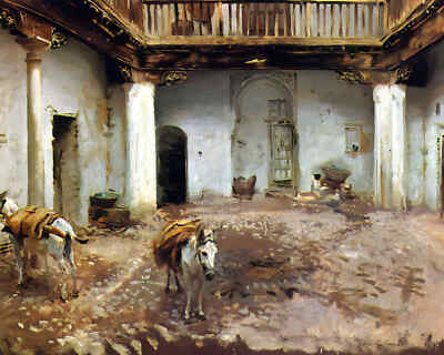 Moorish Courtyard 1913 Painting by John Singer Sargent 8x10'' Art Print