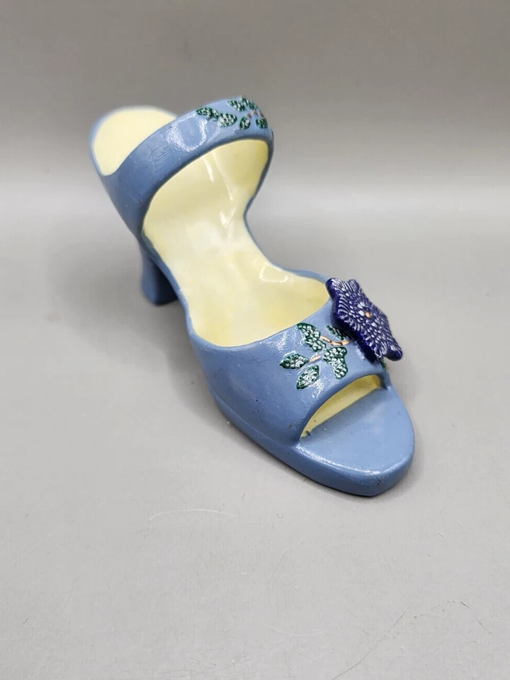 Figura de diseñador ZAPATO AZUL FLORAL TACÓN ALTO CERÁMICA COLECCIONABLE Foto 3 de 4