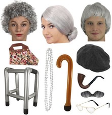 GRANNY GRANDAD FANCY DRESS OLD PERSON MAN WOMAN COSTUME ACCESSORIES HEN LOT