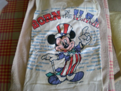Very Rare Mickey Mouse Born in the USA Comic Relief Tee Shirt Size Large-NWOT