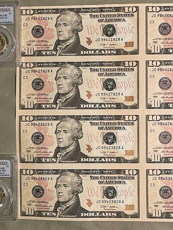 $10: Eight-Note Sheet Uncut Currency Fort Worth (TX) - Image 2 of 4