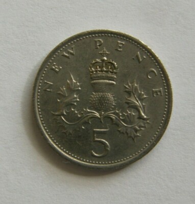 Great Britain Coin 5 New Pence 1975 Elizabeth II Copper-nickel