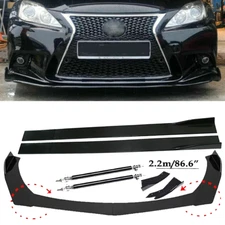 Front Bumper Lip Spoiler+86.6" Side Skirt Body Kit Glossy For LEXUS