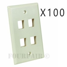 100 Pack Lot Keystone 4 Hole Port Jack Network Wall Face Plate CAT5e CAT6 Almond