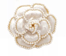 Beautiful Pearl Enamel High Fashion Designer Inspired Brooch