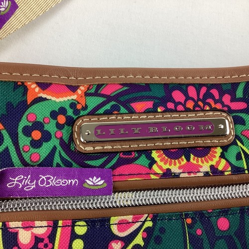 Lily Bloom Owl and Paisley Print Green, Red, Yellow, & Brown Crossbody Purse - Picture 5 of 10