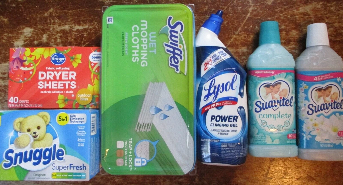 LOT of 7 cleaning laundry products Swiffer Lysol Snuggle Suavitel Kroger