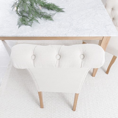 (Set of 2) Oxford Natural Linen Scroll Back Dining Chairs | Solid Oak Legs - Picture 5 of 6