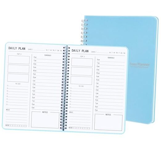 Hourly Daily Planner Undated with To-Do List, Meals, Blue ( B5-1pc)