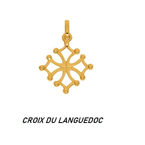 Dolly-Schmuck Anhänger KREUZ DES LANGUEDOC RUNDFADEN 1, gr 18K Massivgold - Bild 1 von 3
