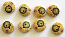 8 x 2  Hole 15mm  Printed Wooden Buttons