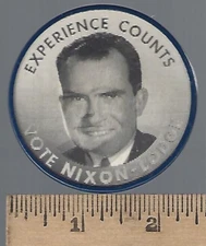 Vintage 1960 Nixon Lodge for President and VP  Vari-Vue Political Pin - pin back