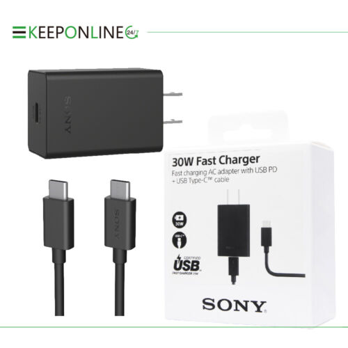 Original Sony Official 30W Fast Charge Adapter with Dual Type-C Cable (XQZ-UC1)