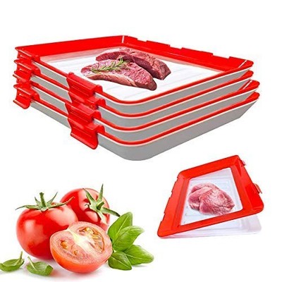 Food Plastic Preservation Tray, Stackable Food Tray Reusable Creative fresh t...