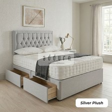 Double Divan Bed Storage Drawer 24INCH Headboard Single Chester Plush Velvet
