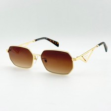 Prada SPRA51S Women's Irregular Sunglasses Gold Frame Brown Lens 58mm