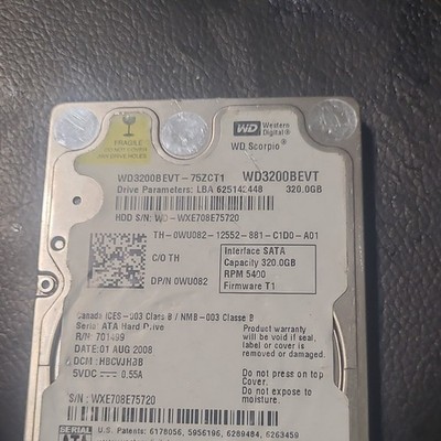 Western Digital WD Scorpio WD3200BEVT 320GB 2.5'' SATA 5400RPM Laptop HDD