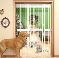Extra Tall White Metal Pet Gate for Doorway 74.8in, 29.5-51.6in Wide