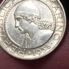 REPUBBLICA DI SAN MARINO - VECCHIA MONETAZIONE - 5 LIRE 1938  R ARGENTO