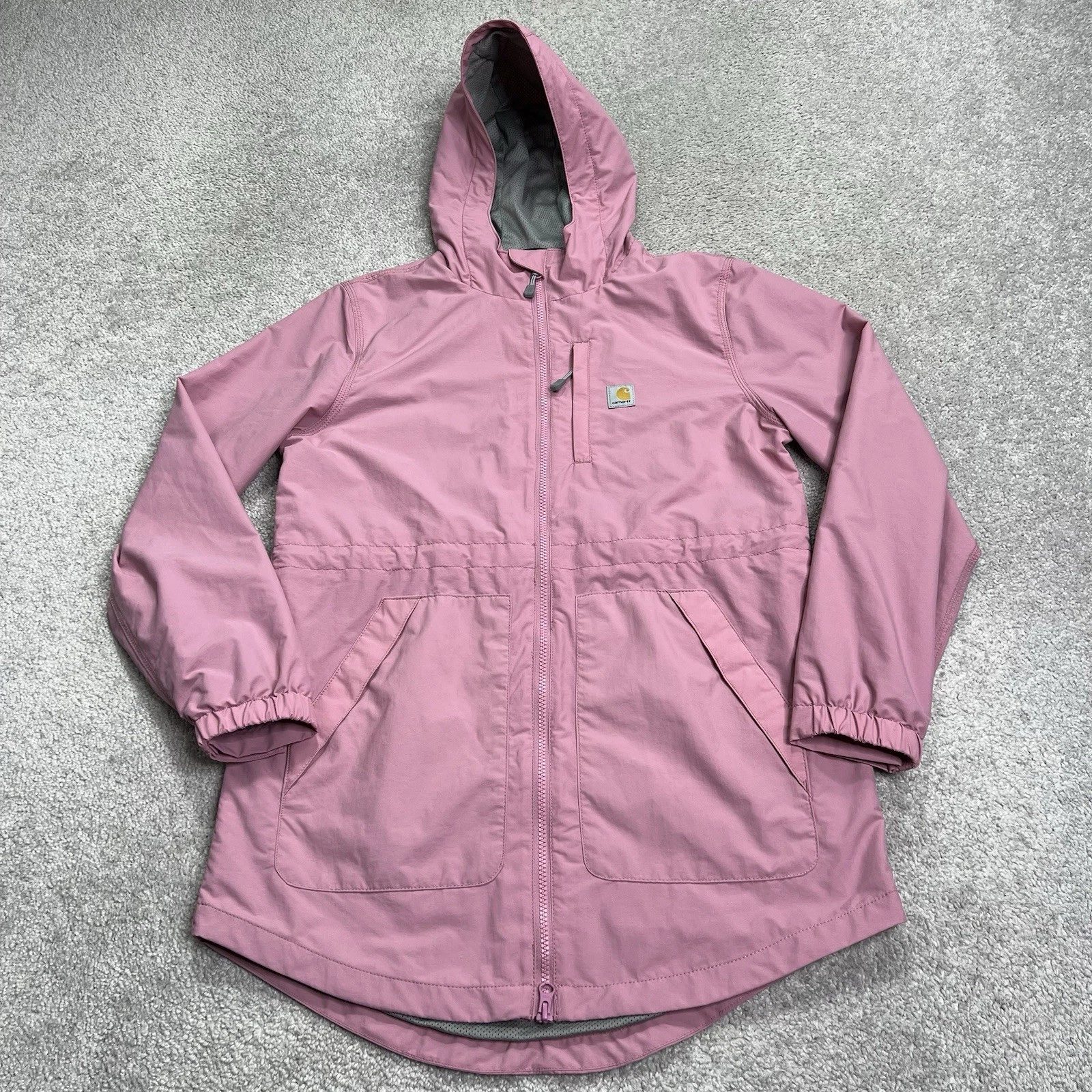 Carhartt Rain Defender Jacket Women Small 4-6 Relaxed Fit Pink Full Zip OC4221-W