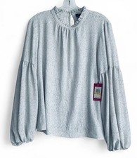 Vince Camuto Blouse Med New With Tags Long Sleeve Bell Pearl Ivory Dots