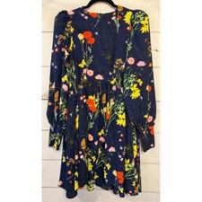 Pomander Place Navy Floral Puff Sleeve Smocked Cuff Mini Dress XS