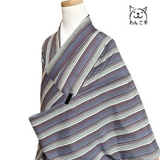 Wanko-Tei Wa 7 Small Pattern Washable Kimono Purple Stripes Japan