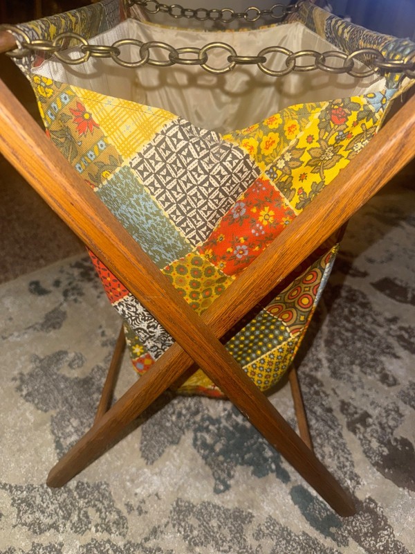 Vintage Large Yarn caddy cloth folding sewing Basket