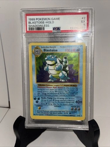 1999 POKEMON BASE SET SHADOWLESS #2 BLASTOISE-HOLO PSA 5