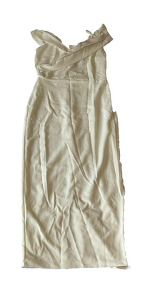 Windsor Pencil Dress Womens Size S Ivory Sleeveless Slit Back Zip Straps
